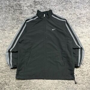 Vintage Nike Track Jacket Windbreaker Mens Large Black gray Mini‎ Swoosh Y2K